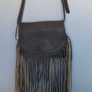 Pink Cosmo Fringe synthetic leather shoulder bag